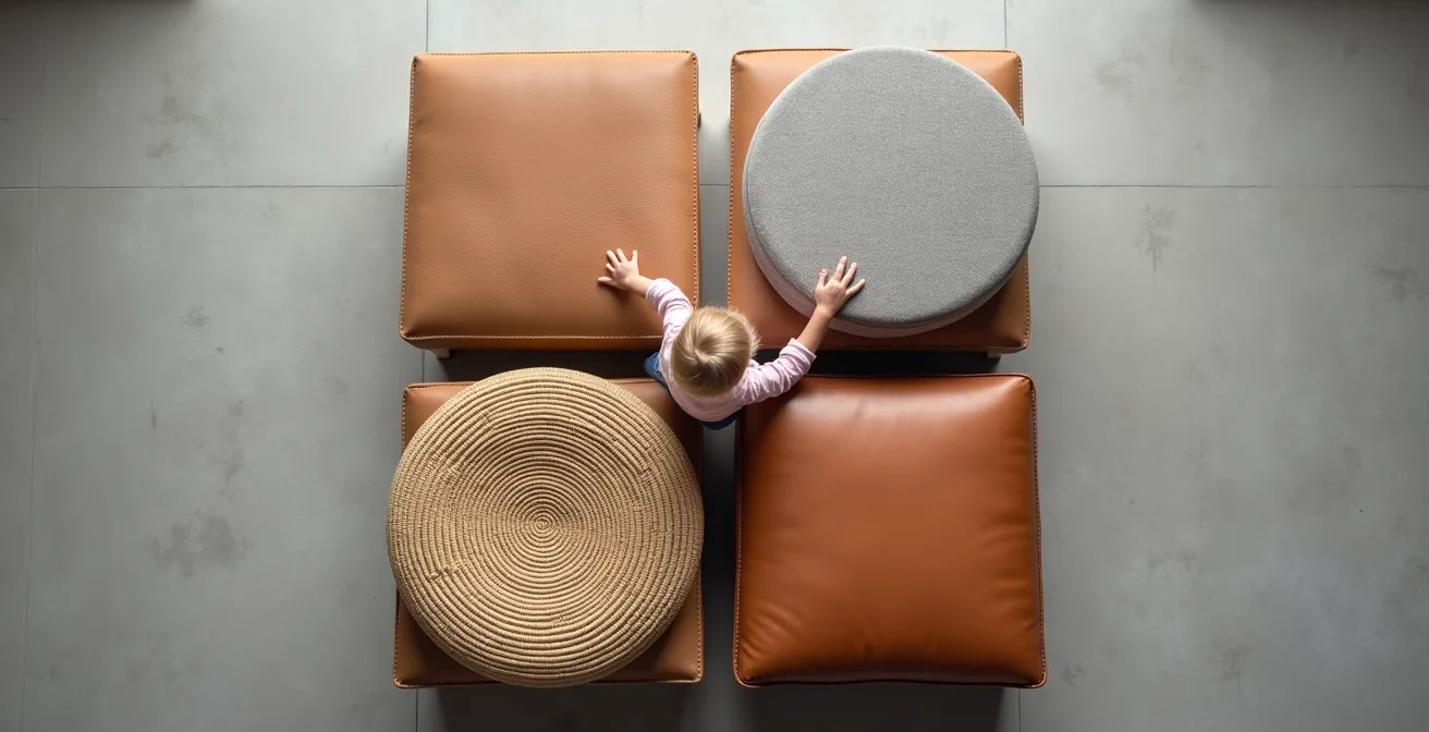 Comparaison visuelle de différents matériaux de tables basses adaptés aux familles avec enfants