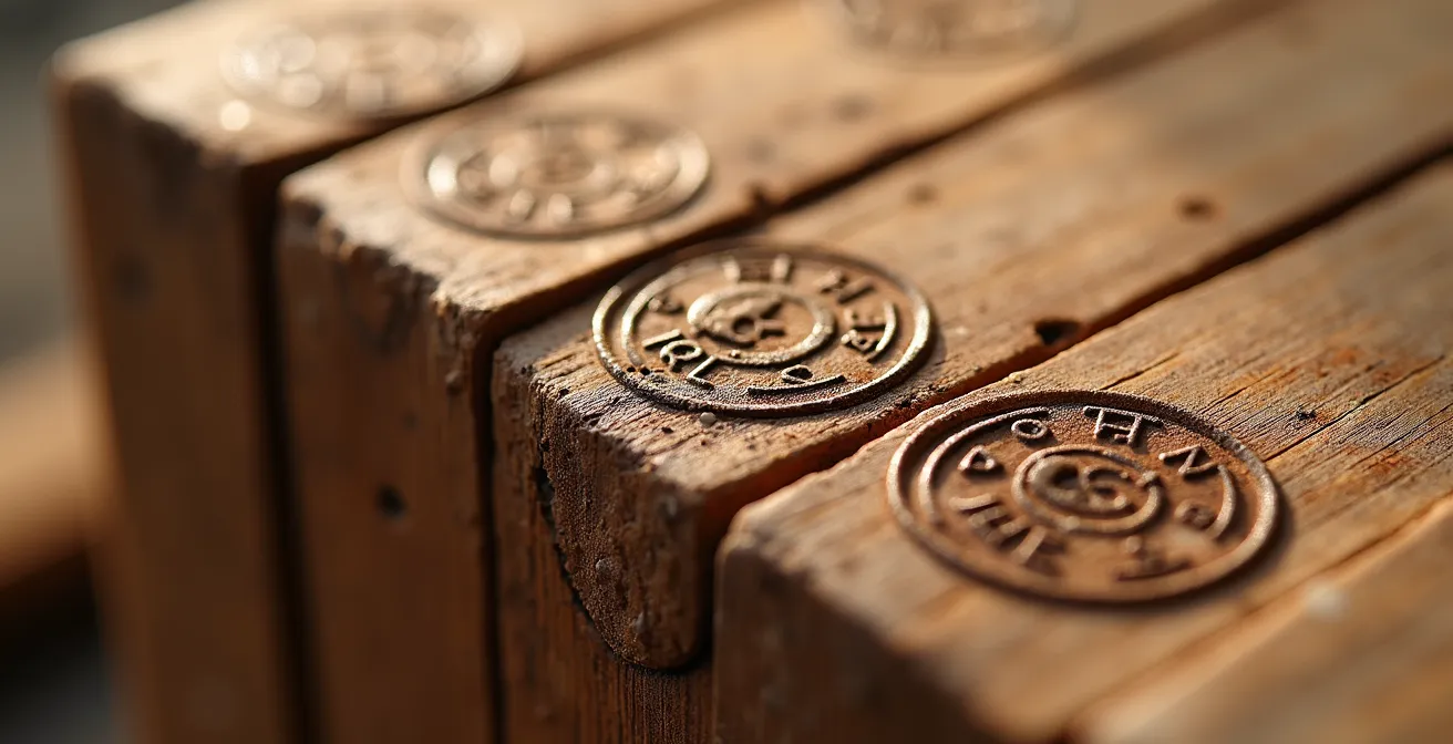 Gros plan sur étiquettes de certification forestière avec détails visibles