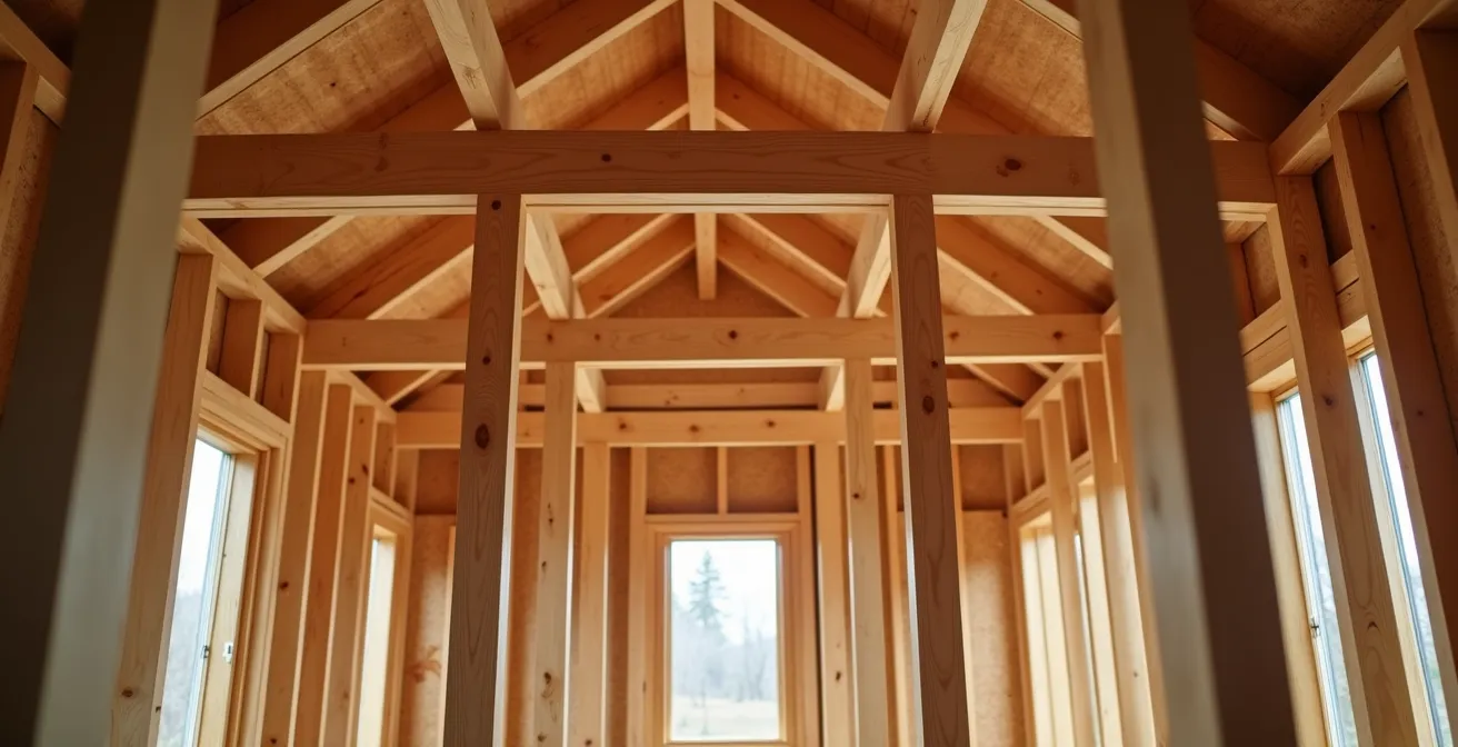 Vue en coupe d'une maison québécoise montrant les indices visuels pour identifier un mur porteur