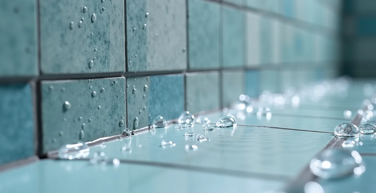 Test d'étanchéité professionnel d'une base de douche avec membrane imperméable